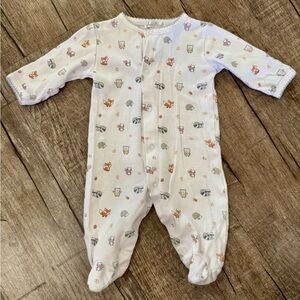 Newborn Kissy Kissy Pima Cotton Footie Woodland Animal Prin
